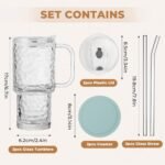 INNGOSAE 17oz Water Glass Tumbler with Handle & Lid, Reusable Iced Coffee Cups with Straws – Set of 2, Glass Cups Travel Mug for Smoothies, Juice, Coffee, Tea - Image 3