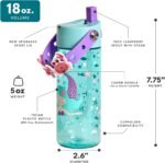 Elemental Water Bottles for Kids - Splash Kids Water Bottle for School with Fun Charm Handle - BPA Free Tritan Plastic Bottle with Straw Leak Proof When Spout is Closed - 18oz - Mermaid - Image 3