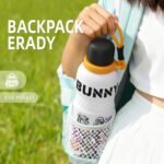 QWE Insulated Water Bottle for Backpack With Rope Handle,20oz Light Weight Slim for Cycling Bike,Hot and Cold,Leak-Proof,BPA-free,Vacuum Sealed Bottle Double Wall(MoroccanRabbitWhite) - Image 3