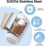 QWE Insulated Water Bottle for Backpack With Rope Handle,20oz Light Weight Slim for Cycling Bike,Hot and Cold,Leak-Proof,BPA-free,Vacuum Sealed Bottle Double Wall(MoroccanRabbitWhite) - Image 4