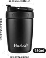 ROZBAH 12oz Stainless Steel Coffee Tumbler - Insulated Travel Mug with Lid, Spill-Proof, Dishwasher Safe, Reusable for Hot & Cold Drinks - Image 3