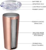 VEGOND 20oz Tumbler Bulk with Lid and Straw 6 Pack, Stainless Steel Vacuum Insulated Tumbler, Double Wall Coffee Cup Travel Mug, Rose Gold - Image 3