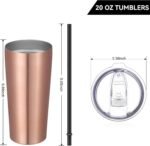 VEGOND 20oz Tumbler Bulk with Lid and Straw 6 Pack, Stainless Steel Vacuum Insulated Tumbler, Double Wall Coffee Cup Travel Mug, Rose Gold - Image 4