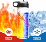 NJGCPRO Baseball Water Bottles for Boys, Stainless Steel Baseball Water Bottle Gifts Stuff for Boys & Kids with 50Pcs Stickers (18OZ) - Image 5