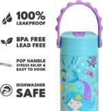 Elemental Insulated Kids Water Bottle, Stainless Steel Water Bottle with Straw Lid & Pop-It Handle, Leak-Proof Water Bottles for School, Boys or Girls, Travelling and Sports, 18oz - Mermaid - Image 4