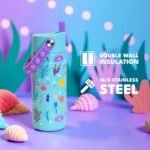 Elemental Insulated Kids Water Bottle, Stainless Steel Water Bottle with Straw Lid & Pop-It Handle, Leak-Proof Water Bottles for School, Boys or Girls, Travelling and Sports, 18oz - Mermaid - Image 5