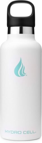 HYDRO CELL Stainless Steel Water Bottle with Straw & 2 Standard Mouth Lids (32oz 24oz 20oz 16oz) Keeps Liquids Hot or Cold w/Double Wall Vacuum Insulated Leak Proof Sport Design (White 20oz) - Image 3