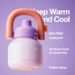 CHAKO LAB Water Bottle with Straw and Carry Handle | Wide Mouth vacuum insulated stainless steel Bottles | Reusable, leak-proof and BPA-free | 33oz (Purple&Orange) - Image 3