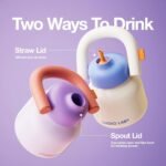 CHAKO LAB Water Bottle with Straw and Carry Handle | Wide Mouth vacuum insulated stainless steel Bottles | Reusable, leak-proof and BPA-free | 33oz (Purple&Orange) - Image 4