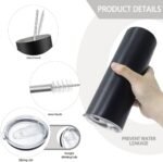 YOUKE OLA 16 Pack Stainless Steel Skinny Tumblers Straight Double Wall Insulated Tumbler Bulk with Lid and Straw for, DIY Gift, 20oz Black - Image 4