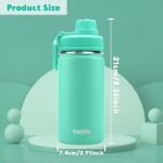 XccMe 16 oz Kids Water Bottle with 4 Lids,2 Pack Water Bottles for School Kids,Metal Insulated Kids Water Bottle with Straw Lid,Straw Brush,Cute Stickers,Boys Girls Cup - Image 4