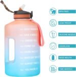 SLUXKE Gallon Water Bottle Jug with Straw BPA Free, 128oz Sport Water Jug with Time Marker and Handle Click Pop Up Drinking Bottles - Image 4