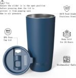 TILUCK 20 oz Tumbler with Lid, Vacuum Insulated Stainless Steel Coffee Mug, Double-Walled Travel Tumbler for Hot and Cold Drinks(DarkBlue, 20oz) - Image 3