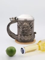 Medieval Viking Mug Beer Stein Tankard,Stainless Steel Drinking Tankard Mug Coffee Cup,Norse Mythology Poetic Gothic Decor Party Decoration Drinkware Gift for Men18OZ(Drakkar Warrior) - Image 4