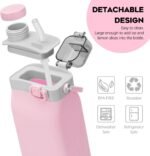 Sinyon Collapsible Water Bottles, 20oz Silicone Reusable Water Bottle with Straw and Strap, Leakproof Foldable Sports Water Bottle for Travel Camping Running Hiking Gym, BPA Free - Image 4