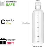 Snminetal Glass Drinking Water Bottles，With Time Marker，Non-slip Sleeve And seal Lids, Drink Water Bottle 17 Oz，Suitable for office, Car, home, travel Hiking, fitness, as a gift, etc (500ML2PCS) - Image 3