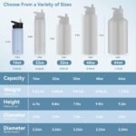 HASLE OUTFITTERS Insulated Water Bottle 16 oz Double Wall Vacuum Stainless Steel Water Bottle Leak Proof for School Wide Mouth with Straw Lid & Spout Lid Keeps Cold and Hot(Light Blue,1pack) - Image 4