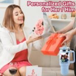 Ships Next Day Custom 40oz Tumbler with Picture&Name, Personalized Tumbler with Handle, Valentines Day Gifts for Him/Her, Girlfriend Boyfriend Gift for Birthday - Image 6