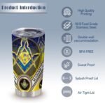 Freemason Masonic Gifts for Men, Code Square & Compass Tumbler Live Better Logo Symbols,Triple Great Light 20 Oz with Lid Stainless Steel Double Wall Insulated Water Bottle,1 Pcs - Image 3