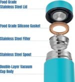 PARACITY Insulated Water Bottle, 15 oz Stainless Steel Water Bottles for Double Wall Vacuum Hot Drinks, Metal Water Bottle Keeps Hot for 12 Hrs, Cold for 24 Hrs, for Coffee, Tea (light blue) - Image 3