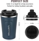 Smilatte 12oz (380ml) Vacuum Insulated Coffee Travel Mug, Leak proof Double Wall Stainless Steel Reusable Cup with Lid, Thermal Tumbler for Hot and Cold Drinks, Matte Texture Blue - Image 3