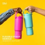 Simple Modern Trek Pivot | 24oz Kids Flip Straw Tumbler with Handle and Silicone Boot | Insulated Water Bottle Stainless Steel Cup | School Travel Jug | Pink Whimsical Tie Dye - Image 4