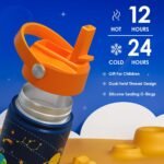 Solar System Kids Water Bottle With Straw Lid 12oz Insulated Stainless Steel, Travel Tumbler, Gifts For Boys, Birthday, Christmas, Back To School - Image 4