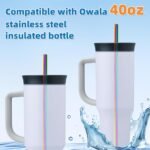 Stainless Steel Straws for Owala Insulated Bottle 40oz Tumbler 6x Metal Replacement Straws 10mm with Cleaning Brush for Owala 40oz (Colorful, 6x Straight 10mm) - Image 3