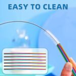 Stainless Steel Straws for Owala Insulated Bottle 40oz Tumbler 6x Metal Replacement Straws 10mm with Cleaning Brush for Owala 40oz (Colorful, 6x Straight 10mm) - Image 4