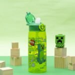 Zak Designs Minecraft Sage Water Bottle For School or Travel, 25oz Durable Plastic Water Bottle With Straw, Handle, and Leak-Proof, Pop-Up Spout Cover (Creeper) - Image 3