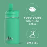 Hydrapeak Mini 14oz Water Bottle with Straw Lid, Stainless Steel Double Wall Insulated Water Bottle | Leak-Proof and Spill-Proof Water Bottle, 24 Hours Cold (Jade) - Image 5