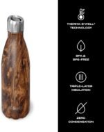 S'well Stainless Steel Water Bottle with Sports Cap, 17oz, Teakwood, Triple Layered Vacuum Insulated Containers Keeps Drinks Cold for 36 Hours and Hot for 10, BPA Free, Perfect for On the Go - Image 4