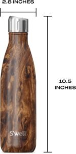 S'well Stainless Steel Water Bottle with Sports Cap, 17oz, Teakwood, Triple Layered Vacuum Insulated Containers Keeps Drinks Cold for 36 Hours and Hot for 10, BPA Free, Perfect for On the Go - Image 5
