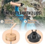 24oz Glass Water Bottle with Straw and 2 Lids-Bamboo and Spout Lid, Borosilicate Glass Water Bottle with Silicone Sleeve and Time Marker,BPA Free & Cupholder Friendly,Amber - Image 3