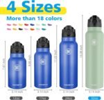 Han's Bottle Sports Water Bottle - 32 Oz, Straw Lid, Leak Proof, Vacuum Insulated Stainless Steel, Double Walled, Thermo Mug,Pine Green - Image 3