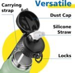 Han's Bottle Sports Water Bottle - 32 Oz, Straw Lid, Leak Proof, Vacuum Insulated Stainless Steel, Double Walled, Thermo Mug,Pine Green - Image 4