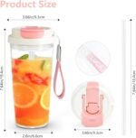 2Pack Plastic Coffee Tumbler 20oz, Acrylic Tumbler with Lid and Straw, Reusable Plastic Cup Iced Coffee Cup for Travel Home Cycling Driving Working, Pink&Purple - Image 3