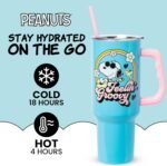 Silver Buffalo Peanuts Featuring Snoopy and Woodstock Feelin' Groovy Double Walled Stainless Steel Tumbler with Handle and Straw, Fits in Standard Cup Holder, 40 Ounces - Image 3