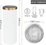 20 oz Skinny Tumblers Bulk 4 Pack, Stainless Steel Insulated Tumbler with Lids and Straws, Slim Double Wall Powder Coated Travel Coffee Mugs Reusable Cup for Hot Cold Drinks (White,4 pack) - Image 3