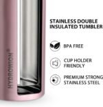 HYDROWION Triple-Insulated Tumblers - Stainless Steel with Lid and Straw, 20 oz Water Bottle, Coffee Cups, Travel Mug for Home & Office Rose Gold - Image 4