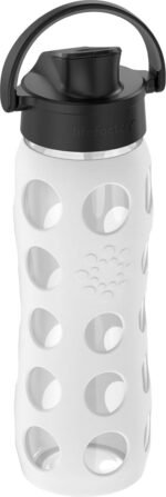 Lifefactory 22-Ounce Glass Water Bottle with Active Flip Cap and Protective Silicone Sleeve, Optic White - Image 3