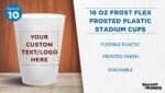 DISCOUNT PROMOS Custom Frosted Plastic Stadium Cups, 10 pack, Promotional Text, Logo, 16 oz. Shatterproof Flexible Reusable Party Cups, Natural - Image 4