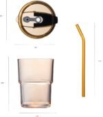 13oz/400ml Tumbler Water Glass, Cups with Straw and Lid Sealed Carry on for Coffee, Iced Tea, Thick Wall Insulated Glass Cup (Amber)… - Image 3