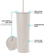 Simple Modern Insulated Tumbler with Lid and Straw | Iced Coffee Cup Reusable Stainless Steel Water Bottle Travel Mug | Gifts for Women Men Her Him | Classic Collection | 28oz | Almond Birch - Image 3