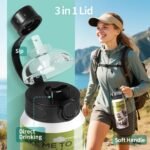 PYD Life 2 Pack Sublimation Sports Insulated Water Bottle Blanks 32 OZ / 900 ML Vacuum Flask Jug Tumblers with Straw Spout Pop Lid and Silicone Handle for Gym,Hiking,Outdoors - Image 4