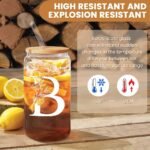 SANDJEST Monogrammed Gifts for Women - Monogram B Initial Glass Cup 16 Oz Can Coffee Cups with Lid and Straw - Monogram Initials Gifts for Womens on Birthday - Image 4