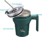 10 oz Tumbler with Handle and 2 Straw 2 Lid, Insulated Water Bottle Stainless Steel Vacuum Cup Reusable Travel Mug,Army Green - Image 3