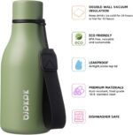 BJPKPK Insulated Water Bottles, 12oz Stainless Steel Metal Water Bottle with Strap, BPA Free Leak Proof Jugs, Mugs, Flasks, Reusable Thermal Flasks for Sports & Travel, Forest Green - Image 3