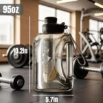 Half Gallon Water Bottle, 95 OZ/2.8 L Water Jug with Straw, Large Water Bottle with Portable Handle, Big Water Jug with Portable Strap for Drinking and Sports Outdoor Gym (Black-2) - Image 3