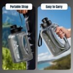 Half Gallon Water Bottle, 95 OZ/2.8 L Water Jug with Straw, Large Water Bottle with Portable Handle, Big Water Jug with Portable Strap for Drinking and Sports Outdoor Gym (Black-2) - Image 5